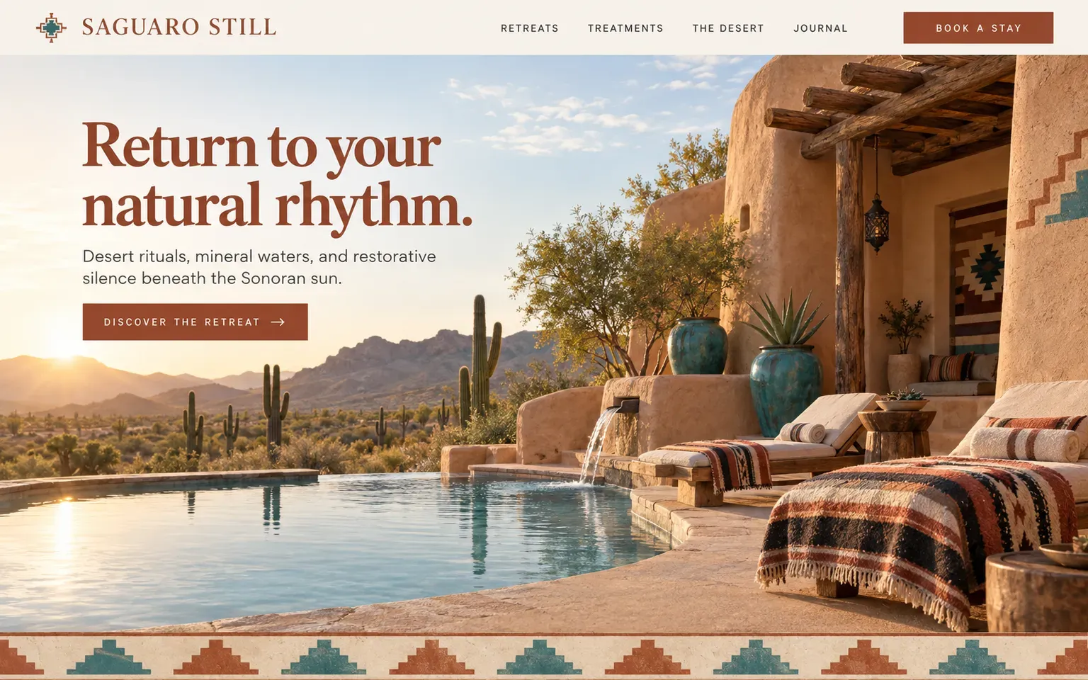 Example website designed in the Southwestern style style