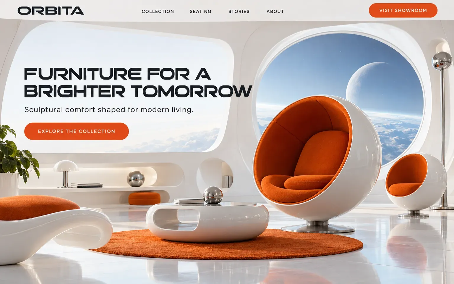Example website designed in the 1960s space age design style