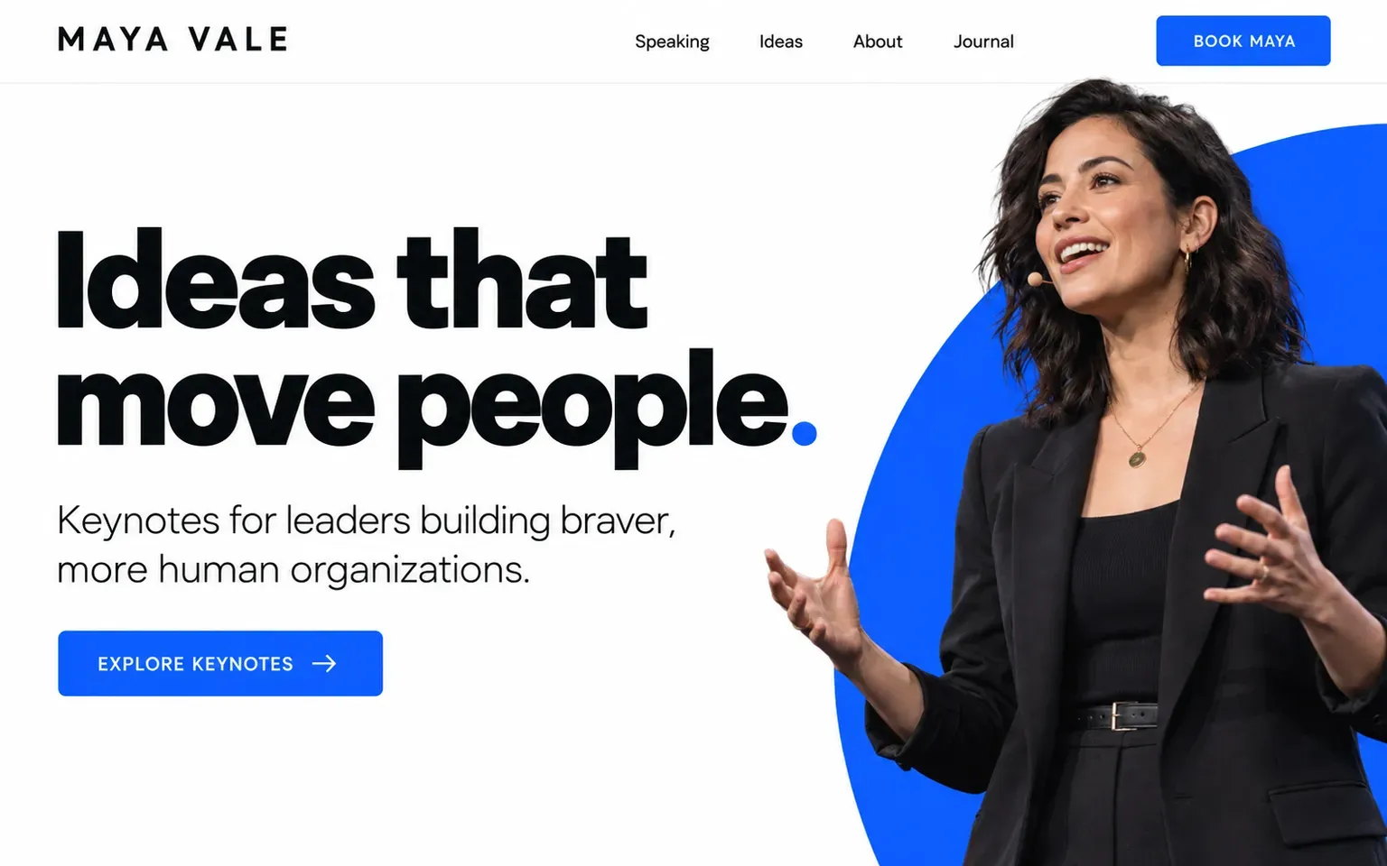 Example website for a keynote speaker's personal site