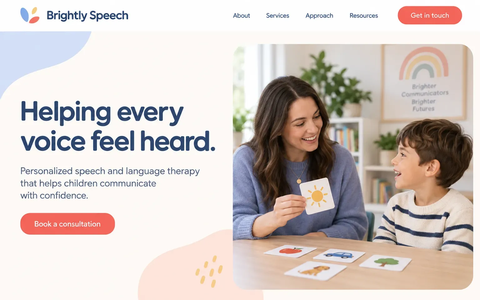 Example website for a speech and language therapy practice