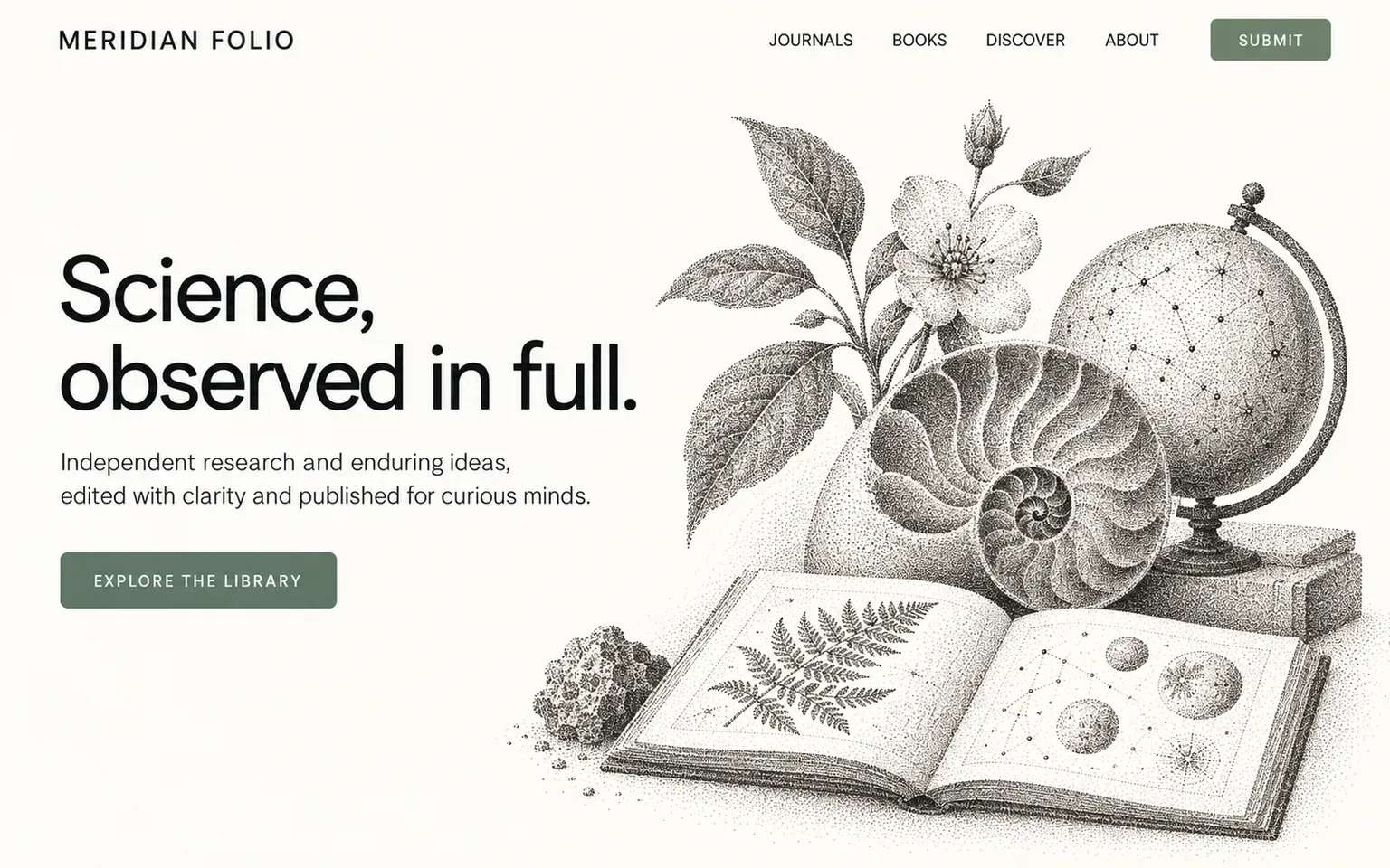 Example website whose artwork is stipple drawing