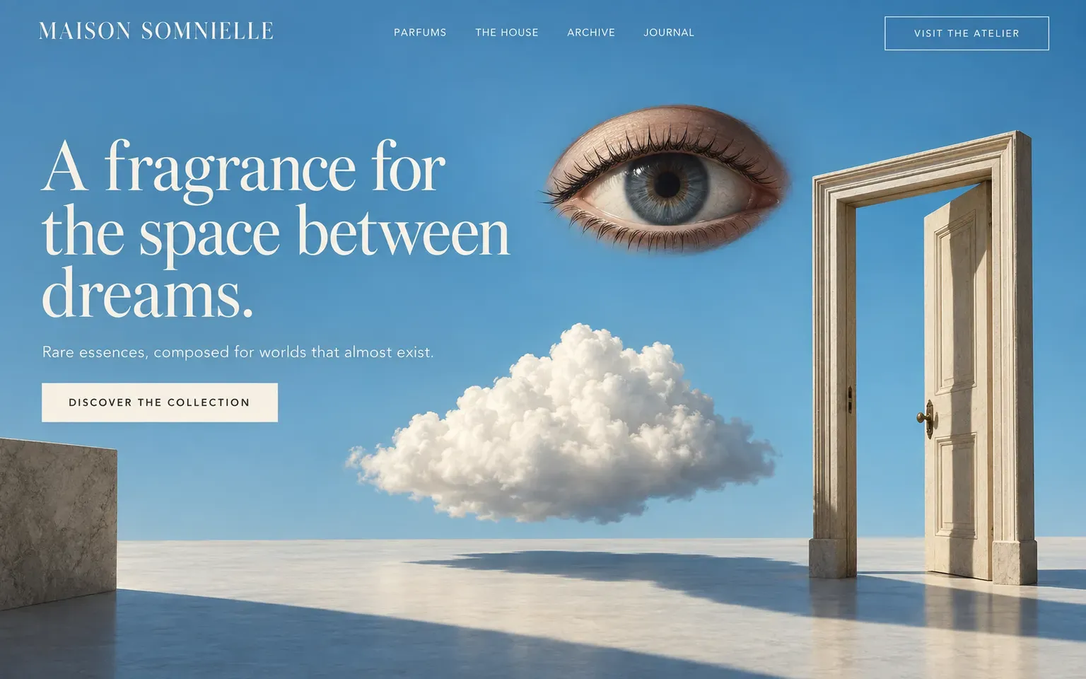 Example website designed in the Surrealism style