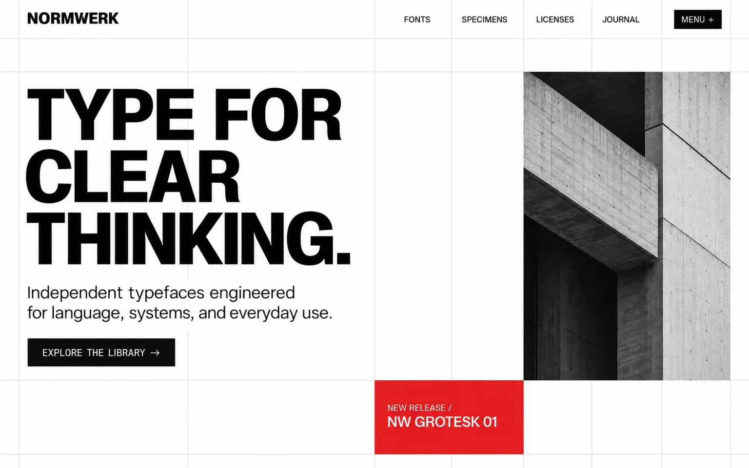 Example website designed in the Swiss International Typographic Style style