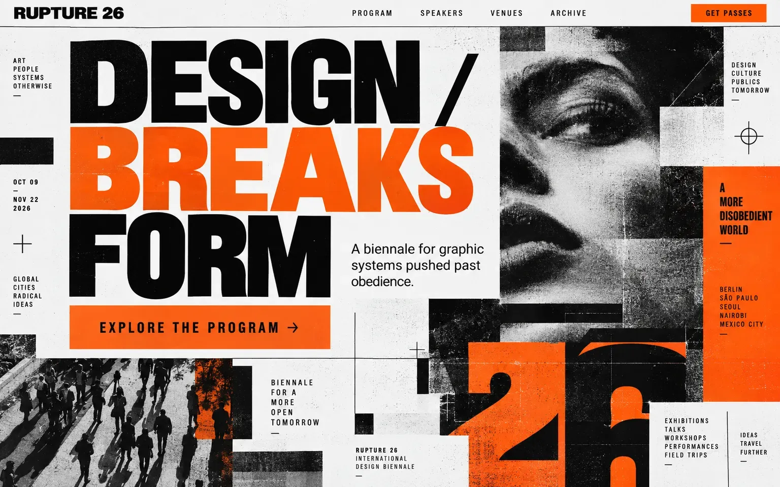 Example website designed in the Swiss Punk in the Weingart manner style
