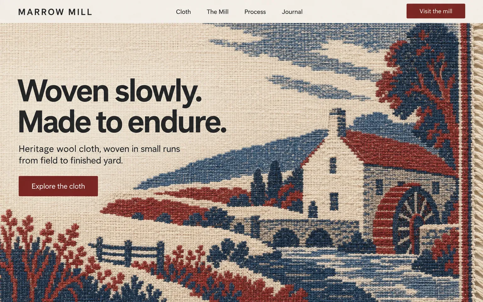 Example website whose artwork is woven tapestry