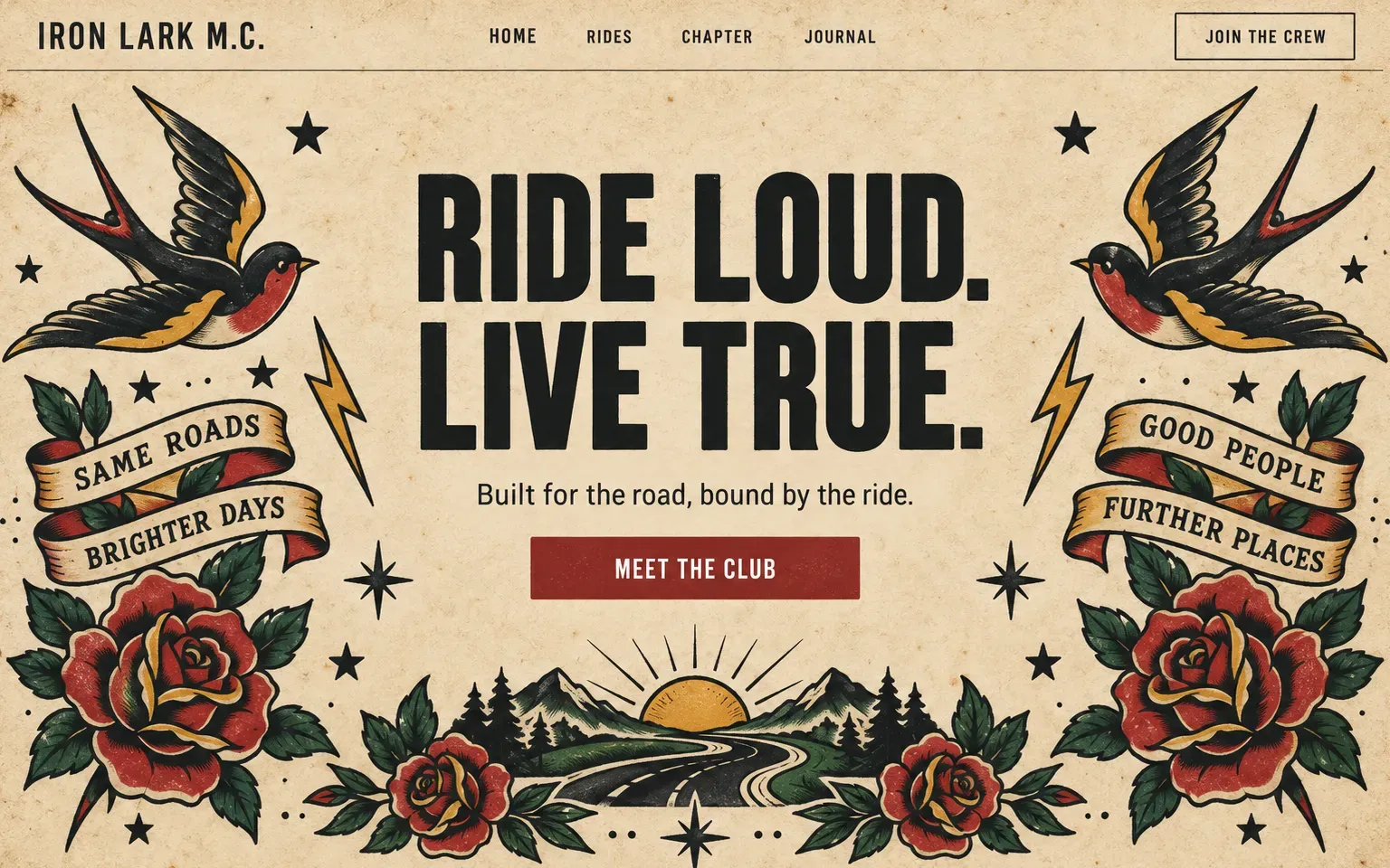Example website whose artwork is traditional american tattoo flash