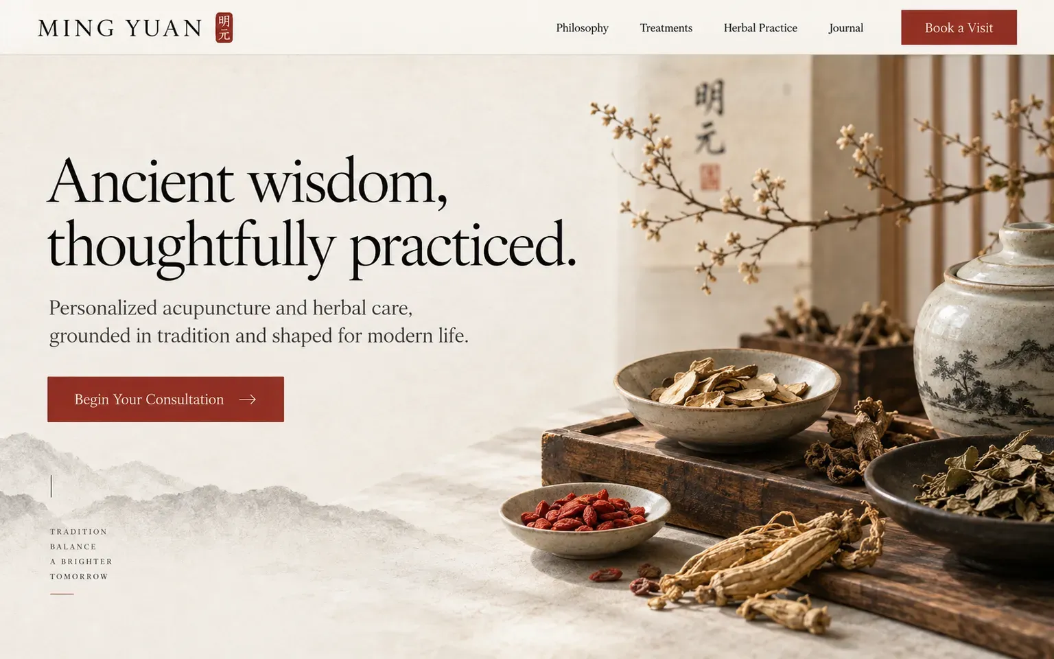 Example website for a traditional chinese medicine clinic