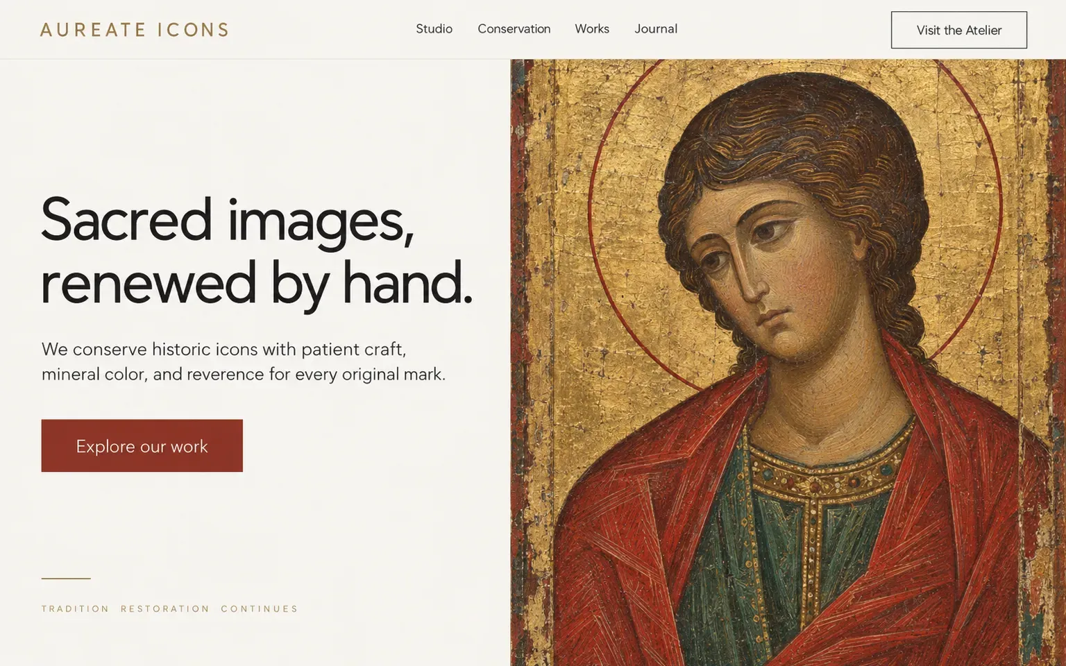 Example website whose artwork is egg tempera