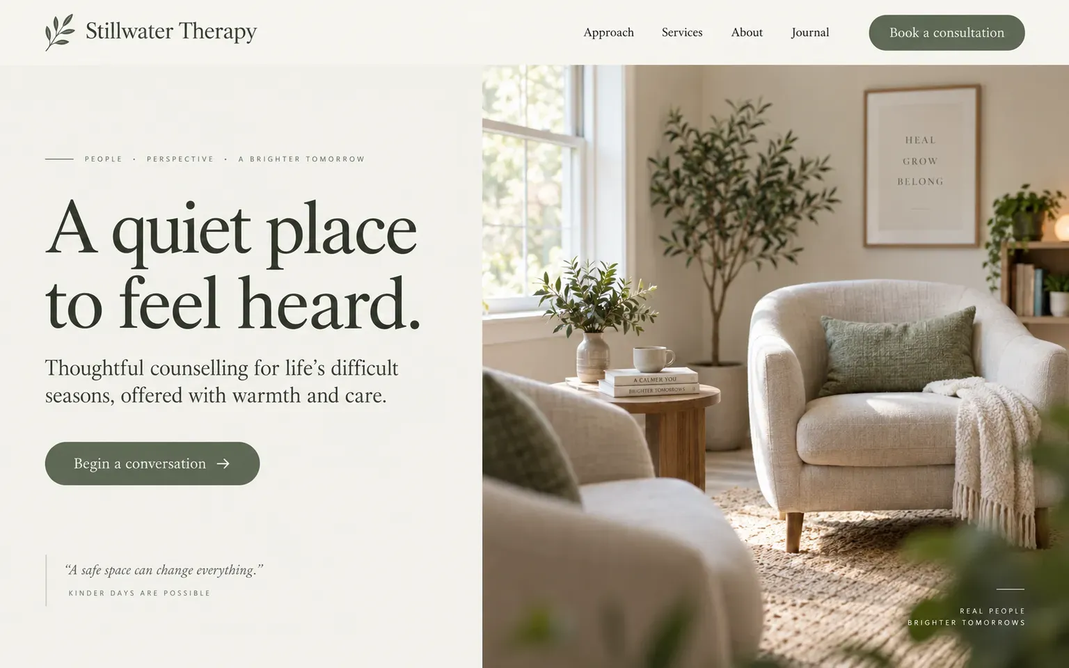 Example website for a counselling and therapy practice