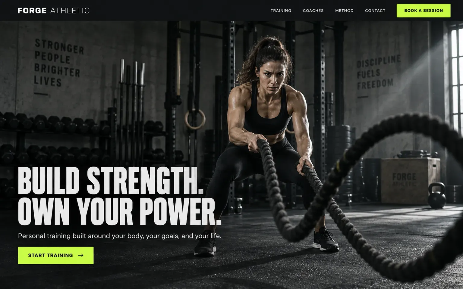 Example website for a personal training studio