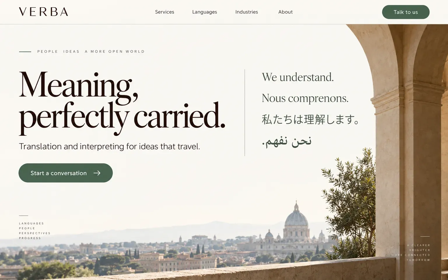 Example website for a translation and interpreting service
