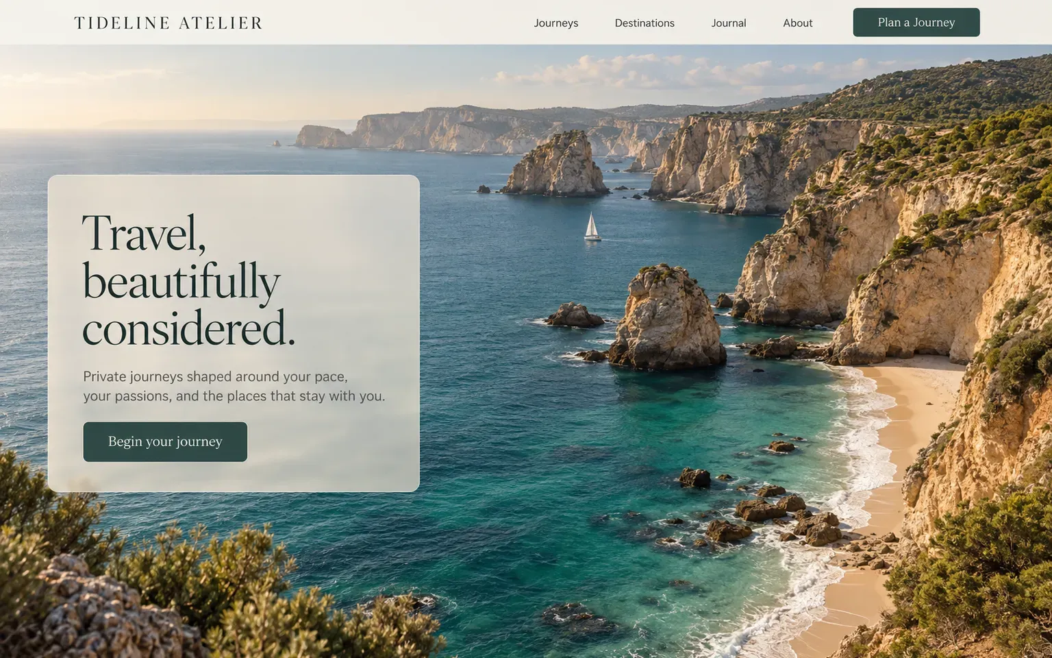 Example website for a bespoke travel consultancy