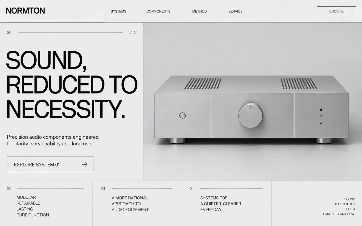 Example website designed in the Ulm School of Design, HfG Ulm style