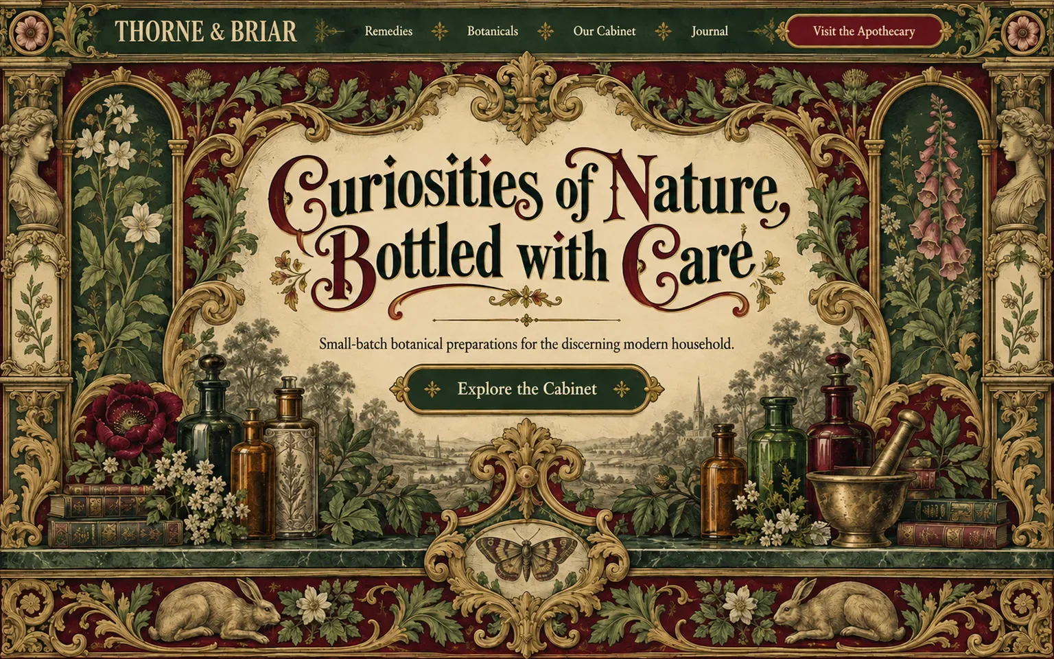 Example website designed in the High Victorian ornament style