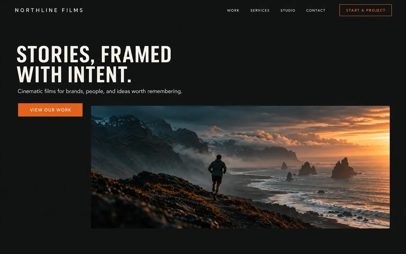 Example website for a video production company