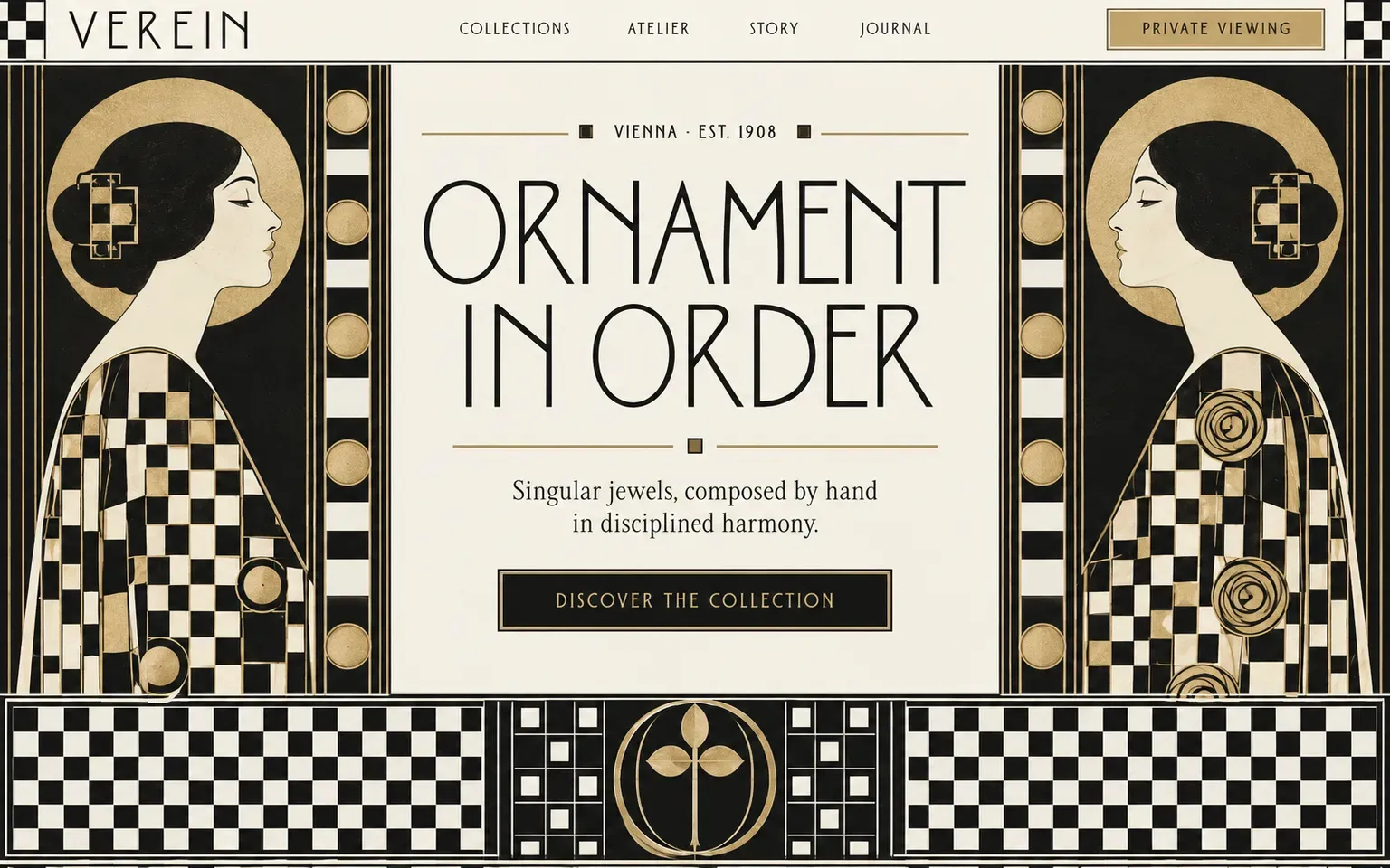 Example website designed in the Vienna Secession and Wiener Werkstatte style