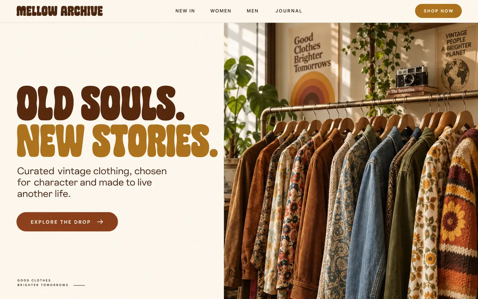 Example website for a vintage clothing store