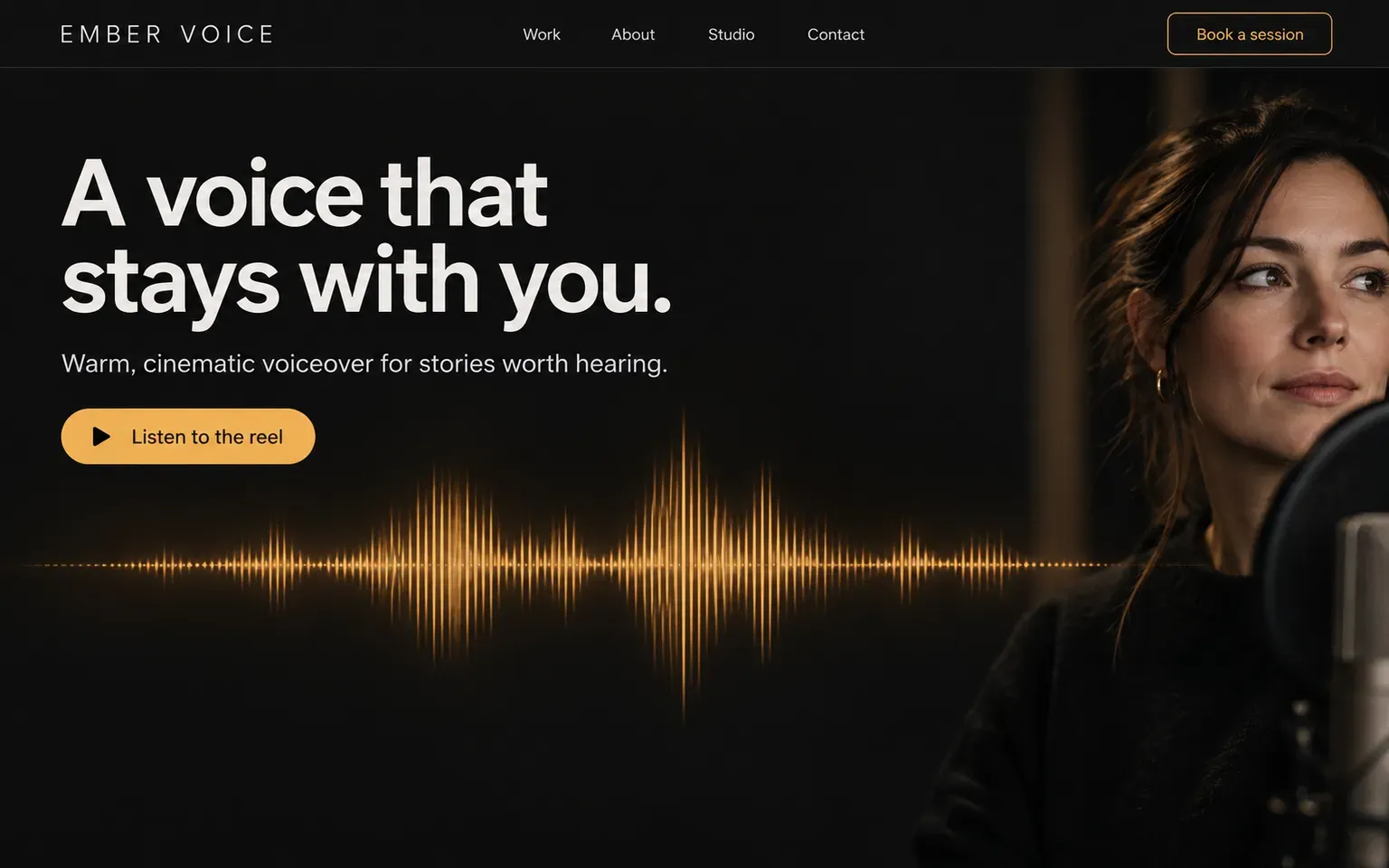 Example website for a voice artist's personal site