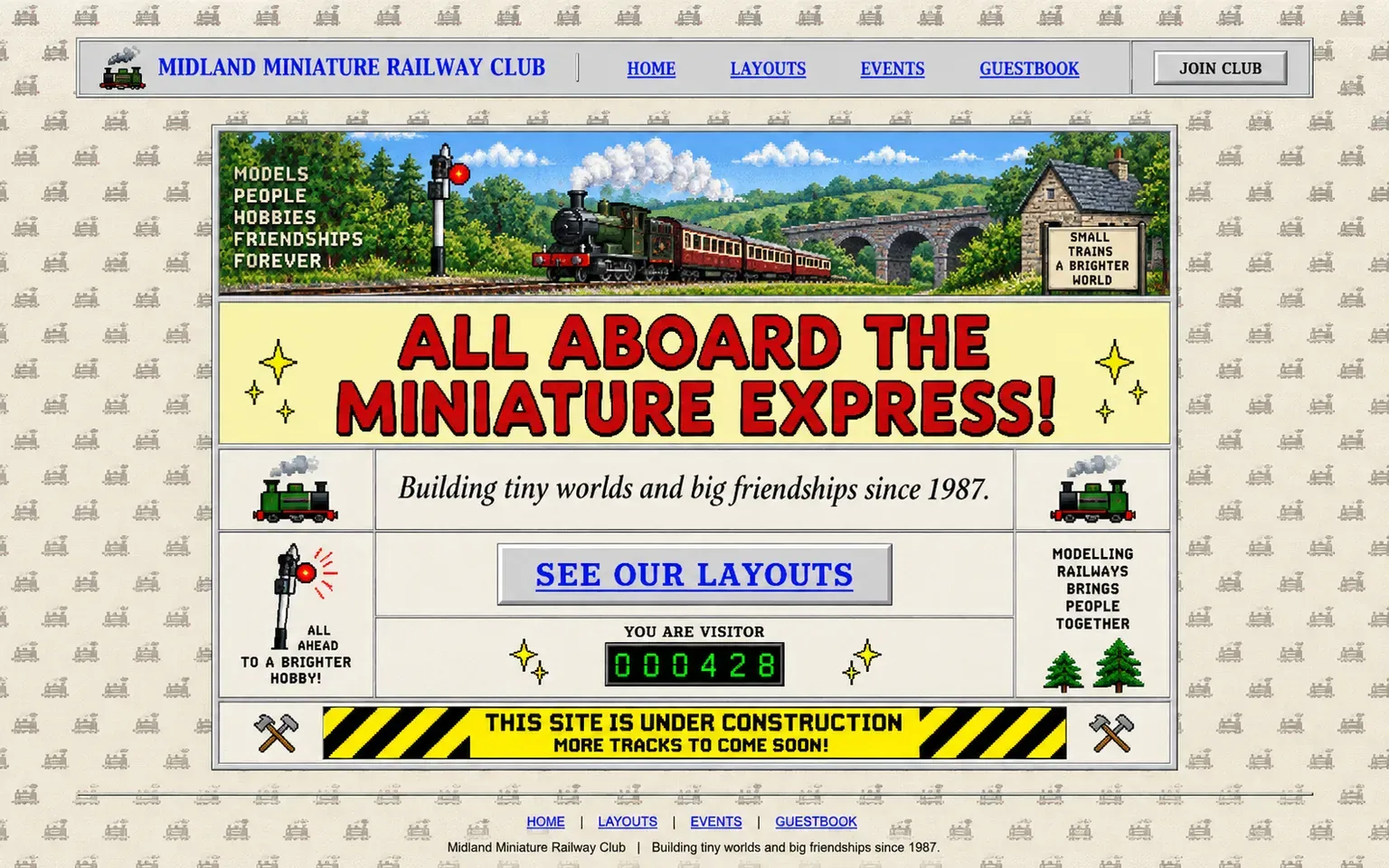 Example website designed in the 1990s Web 1.0 style