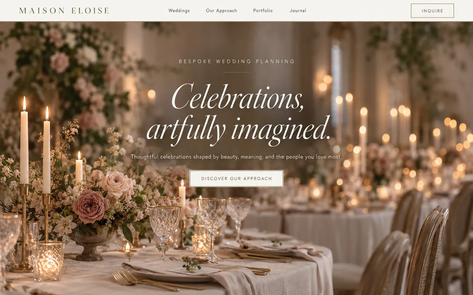 Example website for a wedding planning studio