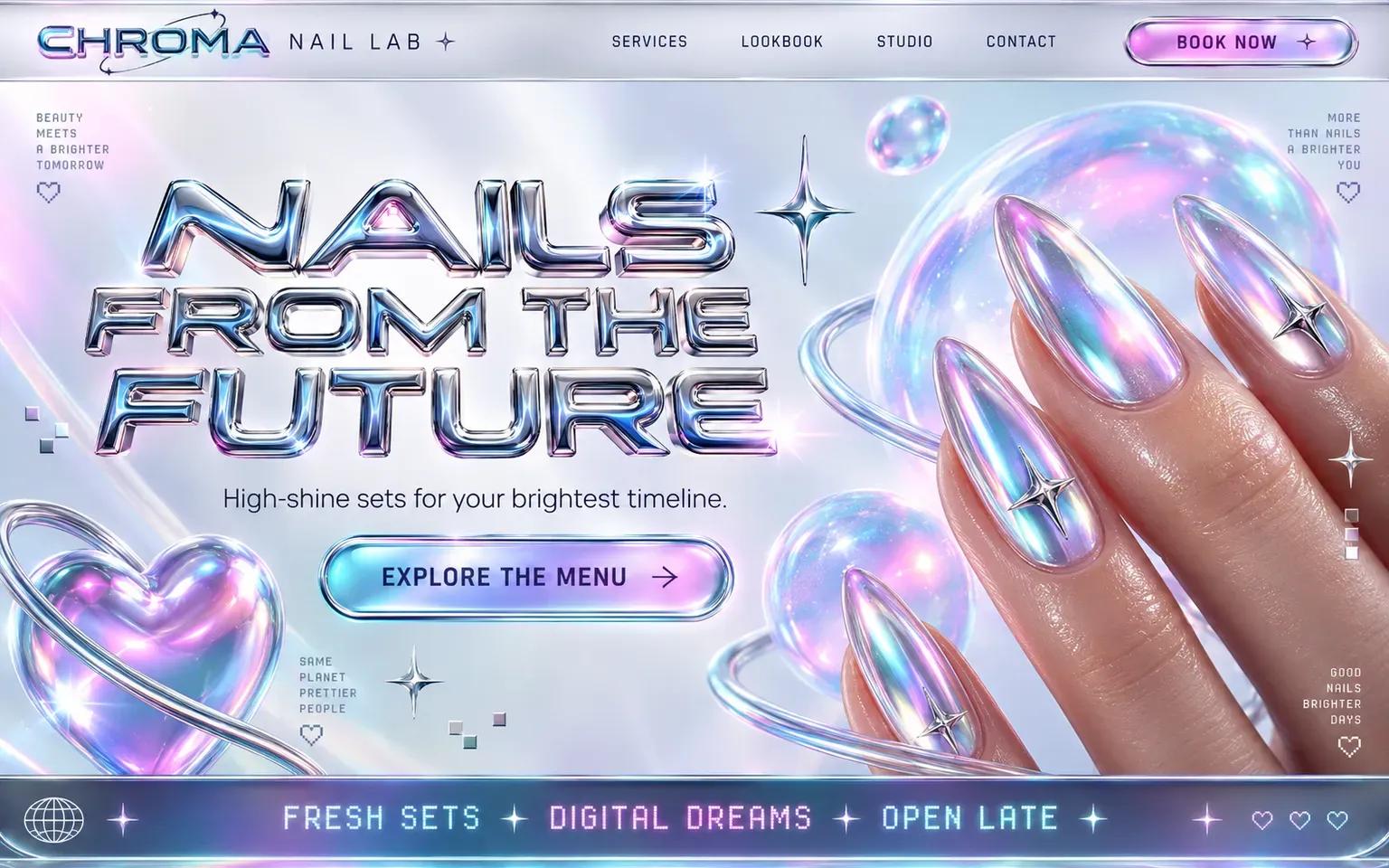 Example website designed in the Y2K design style