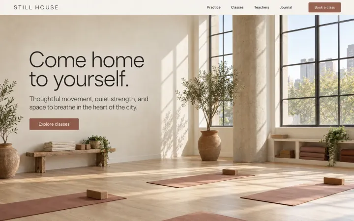 Example website for a yoga studio