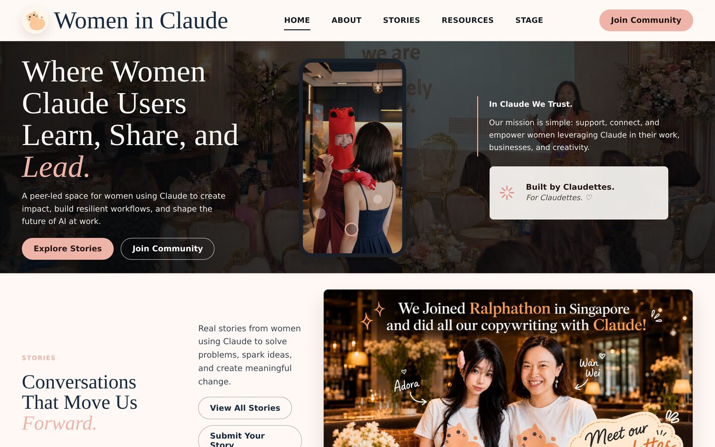 Women in Claude, built by a workshop alum